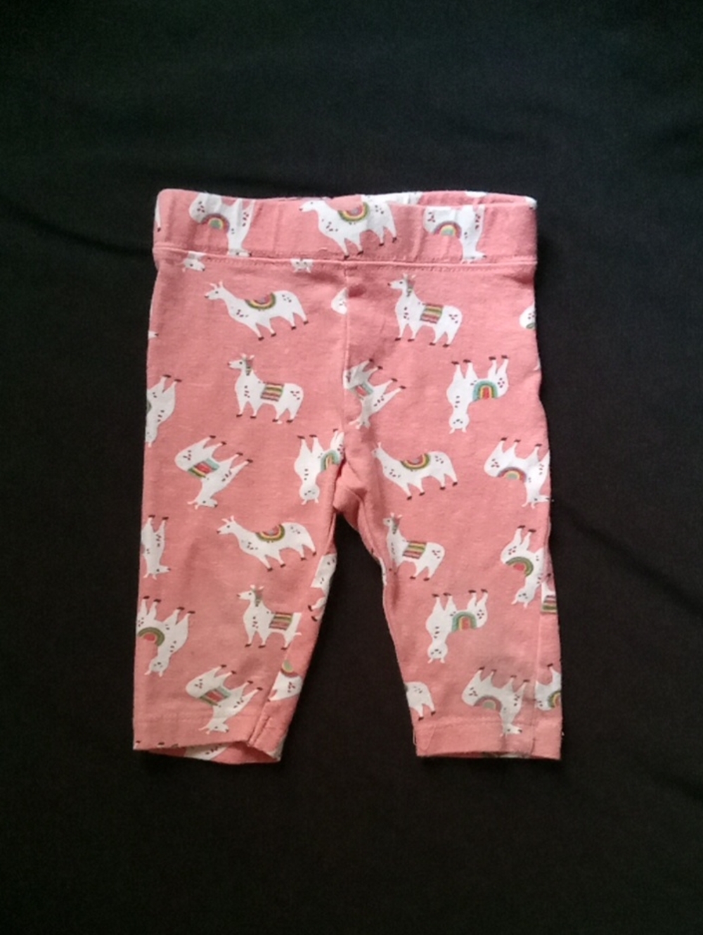 Freestyle Coral Baby Leggings with White Llama & Rainbow Motif